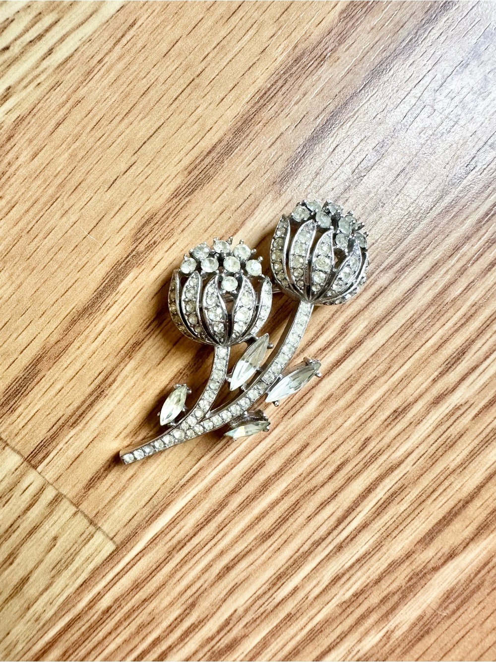 Rare Vintage Crown Trifari Alfred Philippe Thistle Double Bloom Brooch